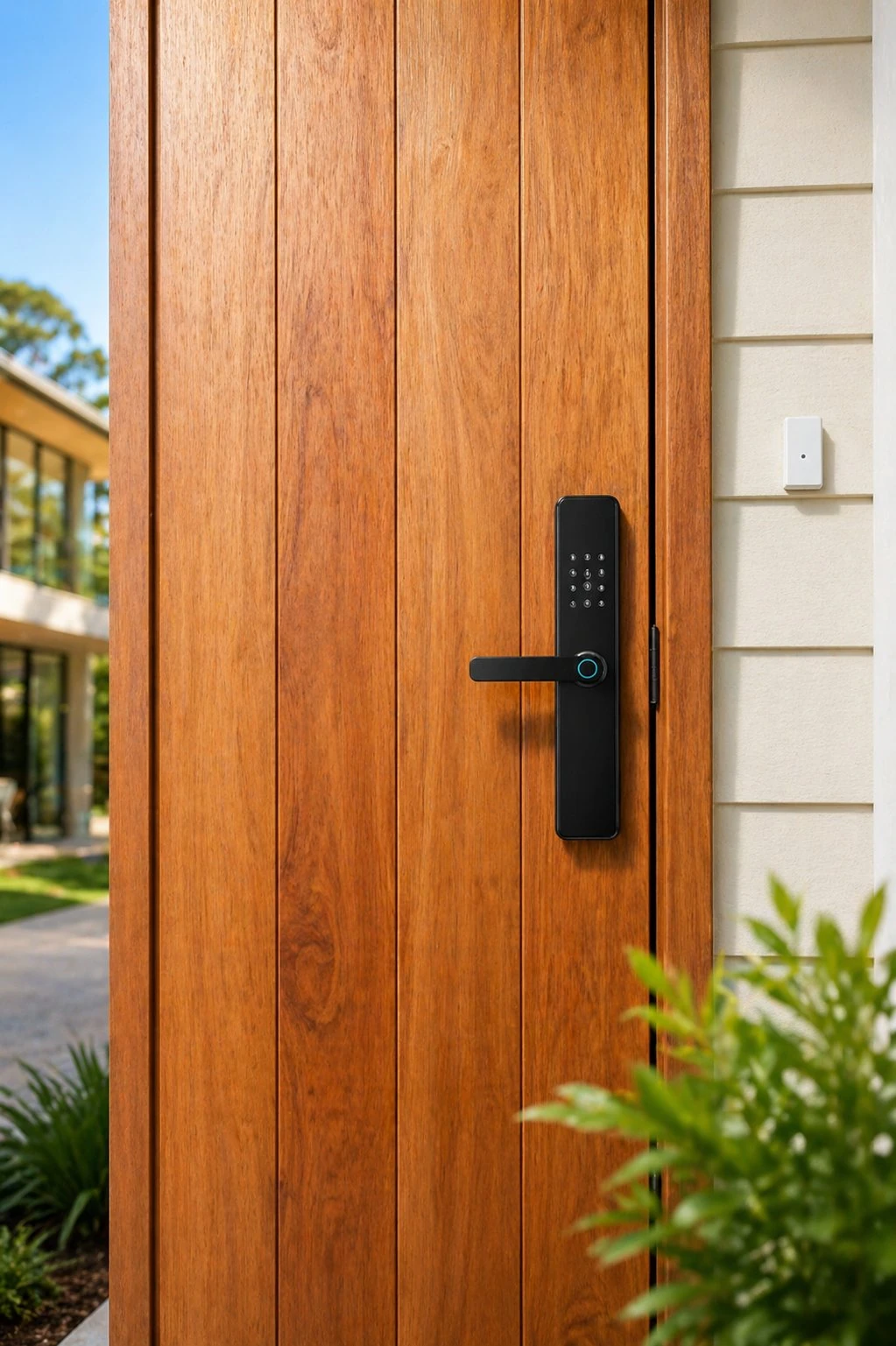 Smart lock fitted to a residential front door
